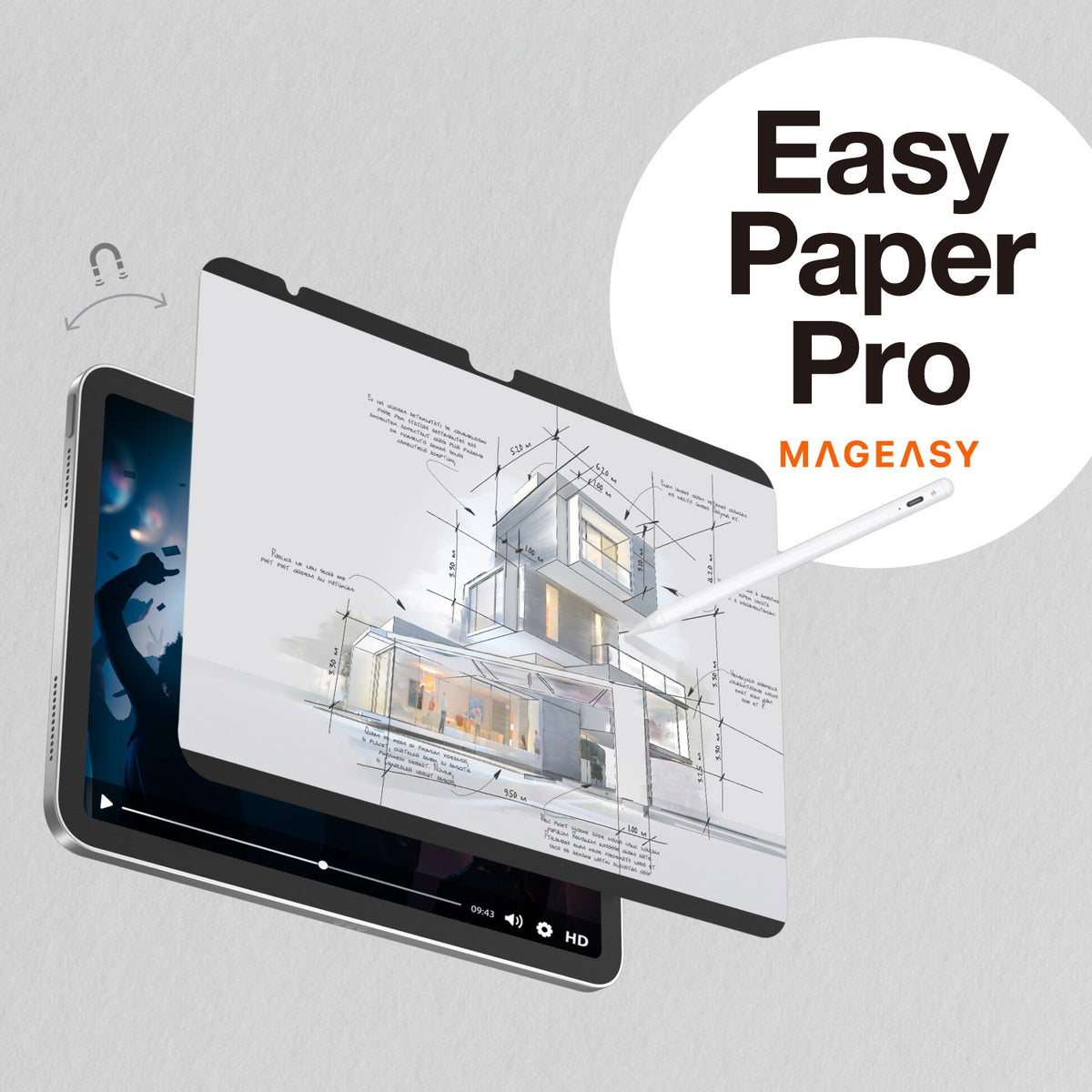 EasyPaper Pro iPad 10.9 (2022) / iPad 11 (2025A16) マグネット付き